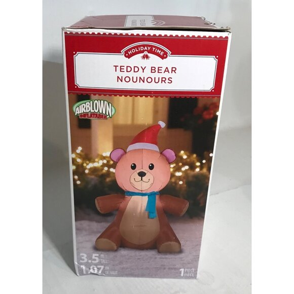 Inflatable Teddy Bear 3.5 Ft Tall Holiday Time Airblown Christmas Decor NEW - Picture 2 of 4